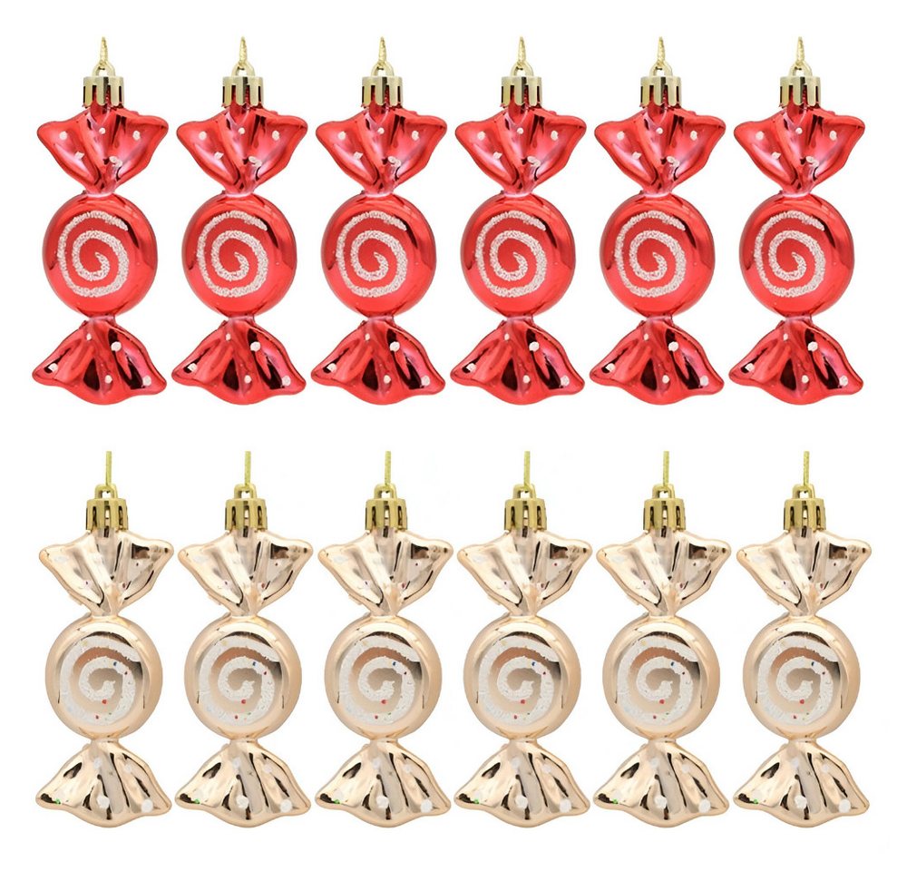 WS-Trend Weihnachtsbaumkugel Christbaumschmuck Bonbons 12St Kunststoff Weihnachtsbaumschmuck (6 St) von WS-Trend