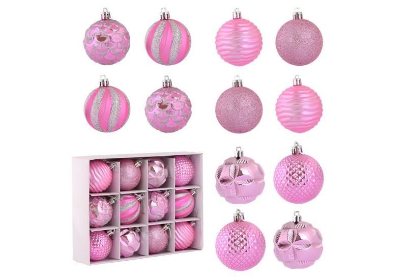 WS-Trend Weihnachtsbaumkugel Weihnachtskugeln 12 St Weihnachtsbaumkugel Christbaumkugel Rosa (12 St) von WS-Trend