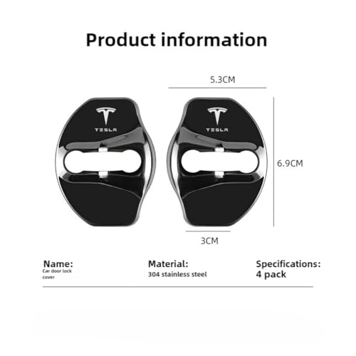 WSADRFXS 4 Stück Autotürschloss-Abdeckung für Tesla Model x EVAWD P100DAWD P90DAWD PlaidAWD 2015-2025,Türschloss-Schutz Schnallenabdeckung Robust und Nicht Leicht Verformbar,A WSADRFXS 4 Stück Autotürschloss-Abdeckung für Tesla Model x EVAWD P100DAWD P90DAWD PlaidAWD 2015-2025,Türschloss-Schutz Schnallenabdeckung Robust und Nicht Leicht Verformbar,A von WSADRFXS
