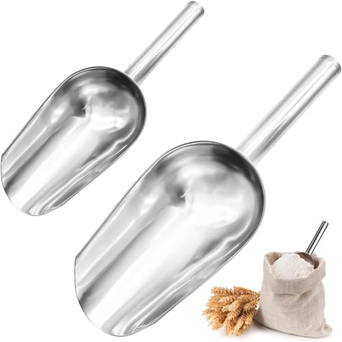 2 Stücke Edelstahl Schaufel, Edelstahl Eisschaufel Klein Mehlschaufel Futterschaufel Teeschaufel, Geeignet Futterschaufel Multifunktionale Sackschaufel für Bar, Küchen, Büfett, Party (2 Größen) von WSAMJIN