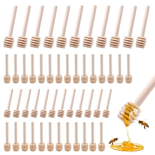 WSAMJIN 50 Stück Honiglöffel Holz Set, Mini Holz Holzlöffel Honig Marmelade Honig Kleine Honeysticks 8 cm zum Hochzeit Geburtstag Babydusche Weihnachten Party Sammeln Rührstab Stick von WSAMJIN