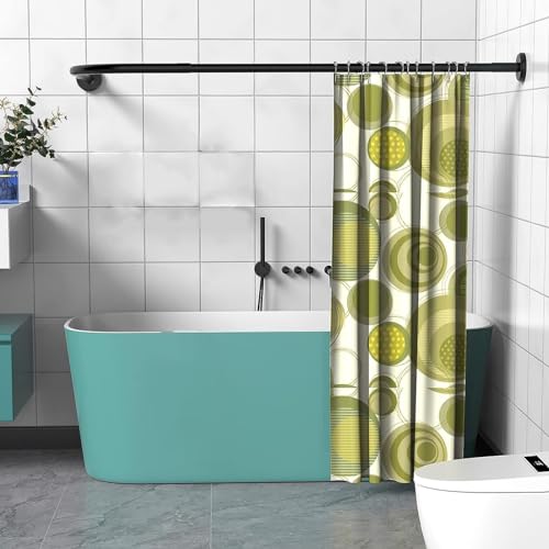 Duschvorhangstange, Duschstange für Duschvorhang, Duschvorhangstange Ecke L Form für Badezimmer Badewanne Umklei(Size: 70-95cm x 90-130cm, Color:Schwarz, Ohne Bohren) von WSCMLXY