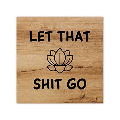 WSDESDEC Gerahmte Leinwand-Kunstdruck "Let That Shit Go", Landkunst, Wanddekoration, Einweihungsgeschenk für Küche, Büros, Restaurant, 30,5 x 30,5 cm von WSDESDEC