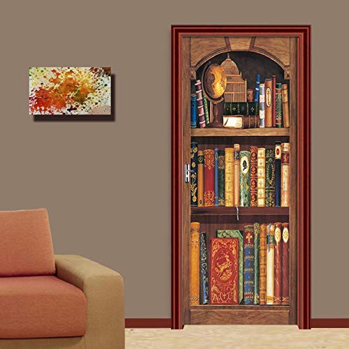 XXXCH 3D Türaufkleber 80X200CM Vintage Bücherregal Türtapete selbstklebend TürPoster - Fototapete Türfolie Poster Tapete Meer Aufkleber DIY Selbstklebende Wandbild PVC Wasserdichte Tapete von WSGDSD