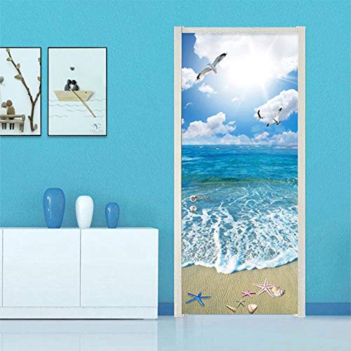 XXXCH 3D Türaufkleber 80X200CM Strand Meerblick Türtapete selbstklebend TürPoster - Fototapete Türfolie Poster Tapete Meer Aufkleber DIY Selbstklebende Wandbild PVC Wasserdichte Tapete von WSGDSD