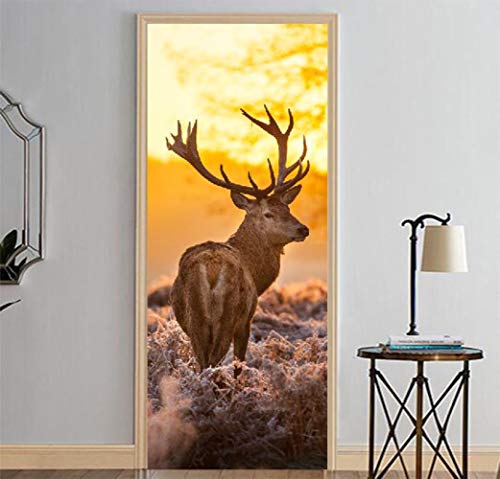 XXXCH 3D Türaufkleber 95X215CM Hirsch Türtapete selbstklebend TürPoster - Fototapete Türfolie Poster Tapete Meer Aufkleber DIY Selbstklebende Wandbild PVC Wasserdichte Tapete von WSGDSD