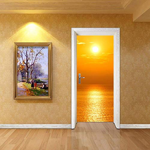 XXXCH 3D Türaufkleber 95X215CM Sonnenaufgang im Morgengrauen Türtapete selbstklebend TürPoster - Fototapete Türfolie Poster Tapete Meer Aufkleber DIY Selbstklebende Wandbild PVC Wasserdichte Tapete von WSGDSD