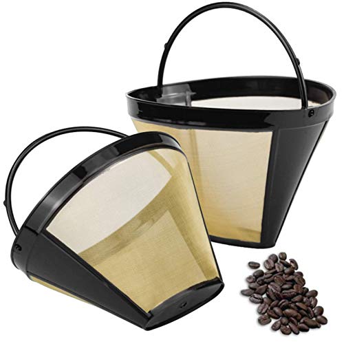 Permanent Coffee Filter Mesh Korb Kaffeefilter Mesh Kafeefilter Dauerfilter Kaffee Filter Korb Kaffeefilter Kegel Kaffeefilter Kaffeetropfer Dauerfilter für Filterkaffeemaschinen und Tee (2 Stück) von WSGFPO