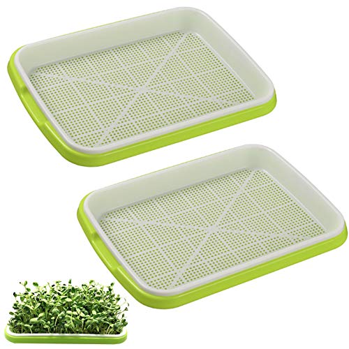 Samen Keimung Tablett Seed Sprouter Tray Baumschule Tablett Kunststoff Sämlingstablett Mini Gewächshaus Kunststoff Keimschale für Keimung für Garten Hausgarten Balkon Office Zuhause Grün (2 Stück) von WSGFPO
