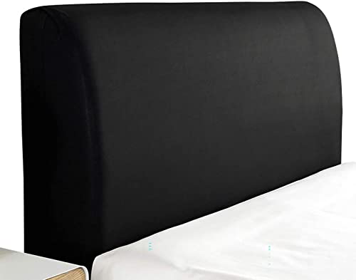 WSGJHB Bett Kopfteil Bezug/Überzug, Staubdichte Stretch Bett Kopfteil Abdeckung, Rückenschutz All-Inclusive Slipcover, bettkopfteil hussen Schwarz 180cm für (170-190cm Kopfteil) von WSGJHB