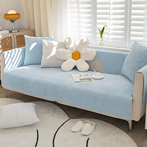 WSGJHB Sofakissen/Sofabezüge, Sofahusse/Sofaschoner 1 2 3 4 Sitzer L Form U-Form Ecksofa Wurfdecke, Wasserdicht und rutschfest Sofabezug Decke/Schutz Hund Katze Himmelblau 90 * 180cm von WSGJHB