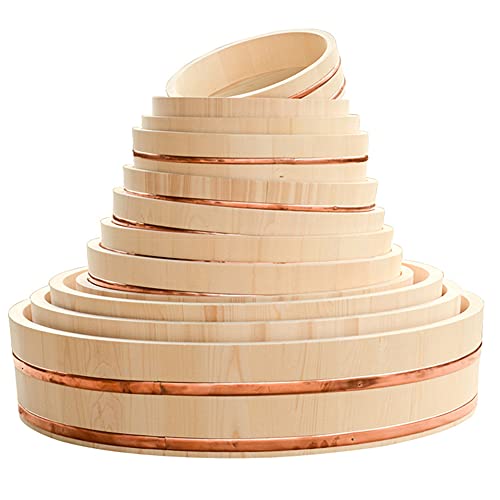 WSHA 12 Größen Hangiri Sushi Oke Reismischwanne Japanische Holzreiskühlschale mit 1 X Reispaddel für Restaurantküche,39x9cm von WSHA