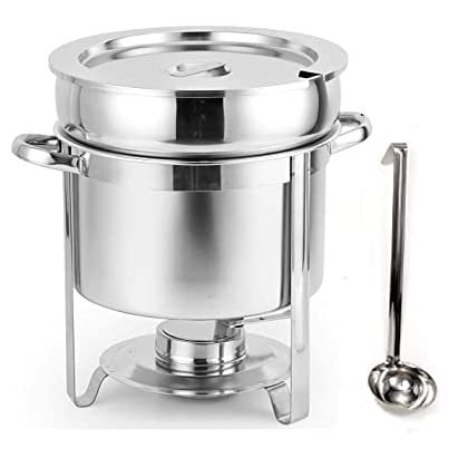 WSHA Suppen Chafing Dish, Edelstahl 11 L Marmite Chafer Suppenwärmer mit 35cm Löffel für Chili und Gumbo von WSHA