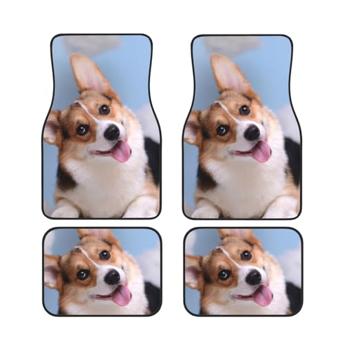 WSHFFILO Corgi Dogs bedruckte Auto-Fußmatten Set mit vier rutschfesten Auto-Fußmatten von WSHFFILO