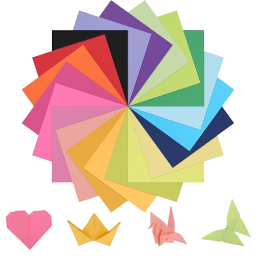 300 Blatt Origami Papier, 20 x 20cm Faltpapier Buntes Papier Bastelkarton Doppelseitig Tonpapier für Kinder Studenten DIY Basteln（20 Farben） von WSICSE