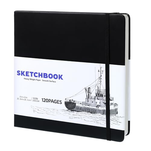 Skizzenbuch, 20 x 20cm Sketchbook Skizzenpapier zum Zeichnen Malblock 200g/m² Schwarzer Zeichenblock für Studenten Künstler Malbegeisterte (60Blatt/120 Seiten) von WSICSE