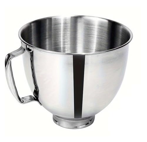 Rührschüssel aus Edelstahl, kompatibel mit KitchenAid 4,5/5,0 QT Mixern, langlebig, leicht zu reinigen, perfekt kompatibel von WSIEHFLT