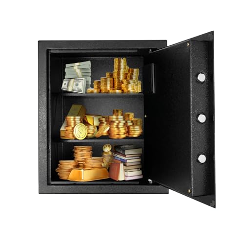 45L Tresorschrank Haushalt Tresor Boden Wandtresor Feuerfest Möbeltresor Schlüssel Safe Box | 38x31x45 CM | Großer digitaler Kombitresor | Mit 2 Nottresorschlüsseln von WSIKGHU