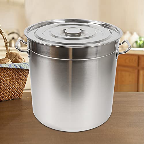 50L/70L Kochtopf mit Deckel Suppentopf Edelstahl Kopftopf Mit Deckel Hochglanzpolierte Oberfläche Dicke 3CM Multifunktionaler Edelstahl-Kochtopf (50L) von WSIKGHU