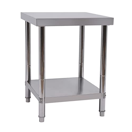 Arbeitstisch Edelstahl Werkbank Arbeitstisch Belastbarkeit 300/400kg Lebensmittel Zubereitungstisch mit Füßen/Nachlauf Gewerbliche Arbeitstisch (mit Füßen 60 x 60 x 80cm) von WSIKGHU