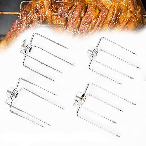 BBQ Chicken Rack 4er Set, verchromte BBQ Meat Pins Fleischklammern für Rotisserie, Hähnchen, Kebabs usw. (11,5 mm Durchmesser) Geeignet für Kebabstäbchen mit 8–11 mm Durchmesser von WSIKGHU