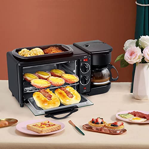 Frühstücksmaschine 3 in 1 Multifunktionaler Mini Backofen Grill Pizzaofen mit Frühstück 3 in 1 Frühstückstheke Multi Toaster Theke Kaffeemaschine für Kaffee Sandwiches Kuchen von WSIKGHU