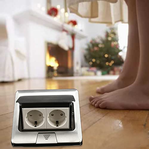 Versenkbare Einbausteckdose Bodensteckdose 2 Fach Bodenstecker Bodenversenkbare Steckdose IP40 Anwendbare Spannung 220-250 V Einbautiefe 65mm Bodensteckdose von WSIKGHU