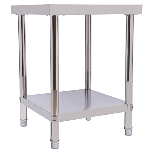 WSIKGHU Edelstahl Küche Arbeitstisch 2 Ebenen - 60 x 45 x 80 cm Küchentisch Edelstahltisch mit Höhenverstellbarer Ablage - Verstellbare Füße, 400KG Gastro Tisch Ablagetisch von WSIKGHU