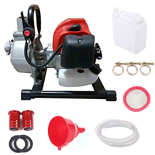 Wasserpumpe Benzin Benzinpumpe Gartenpumpe10000L/H Wasserpumpe Tiefe 7m Selbstansaugende Wasserpumpe 42.5CC 1450W Transferwasserpumpe Einlass- und Auslassdurchmesser 1 Zoll (25mm) (Silber-) von WSIKGHU