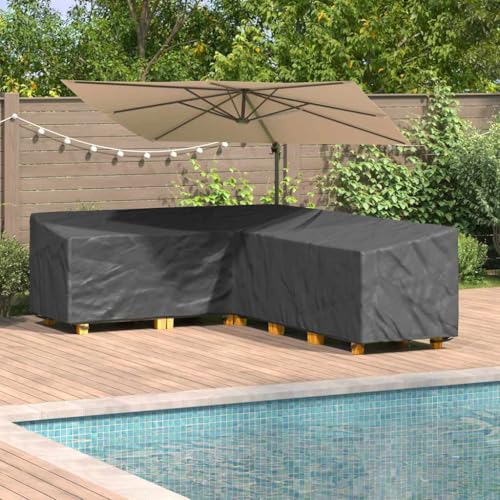 Abdeckung für Gartenmöbel, Schwarz, 286 x 222 x 80 cm, 210D-Gewebe, Möbel-Zubehör, Outdoor-Möbelabdeckungen von WSJHUHK