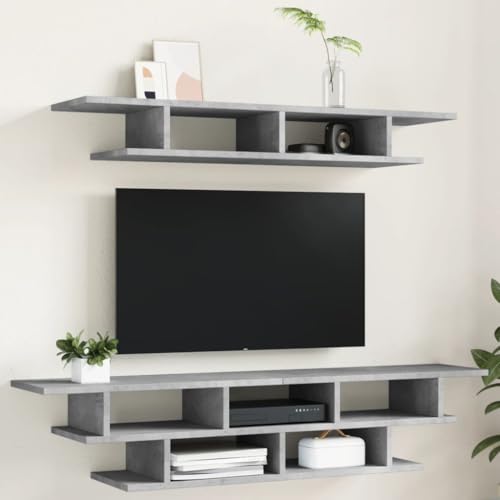 Home-Entertainment Center & TV-Ständer, TV-Wandschränke, Beton-Grau, Holzwerkstoff von WSJHUHK