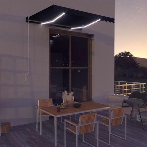 Manuell versenkbare Markise mit LED 300x250cm Anthrazit von WSJHUHK