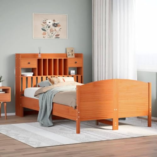 Möbel, Betten & Accessoires, Betten & Bettrahmen, Bücherregal Bett ohne Matratze, gewachst, Braun, 120 x 200 cm, Massivholz, Kiefer Möbel, Betten & Accessoires, Betten & Bettrahmen, Bücherregal Bett ohne Matratze, gewachst, Braun, 120 x 200 cm, Massivholz, Kiefer von WSJHUHK