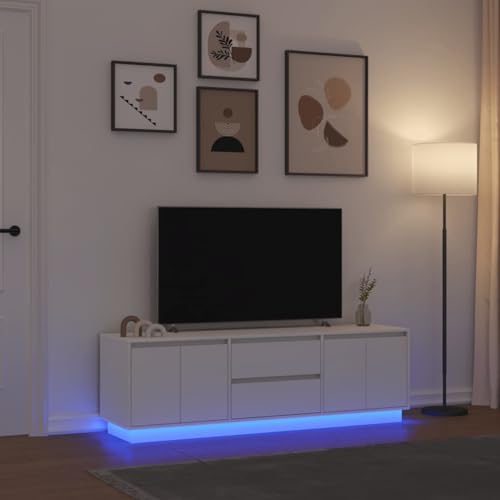 Möbel, Unterhaltungszentren und TV-Ständer, TV-Schrank mit LED-Lichtern, Weiß, 160,5 x 41 x 50 cm Möbel, Unterhaltungszentren und TV-Ständer, TV-Schrank mit LED-Lichtern, Weiß, 160,5 x 41 x 50 cm von WSJHUHK