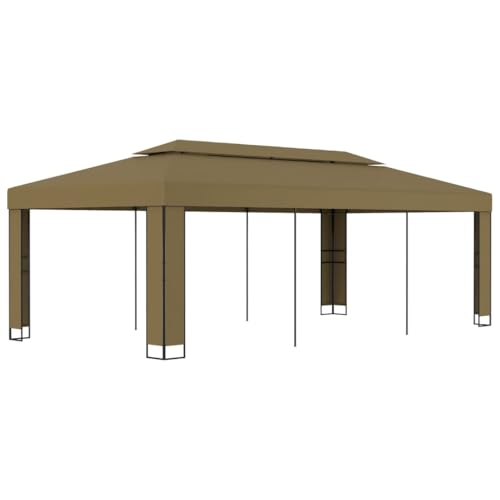 Pavillon mit Doppeldach 3x6 m Taupe 180 g/m² von WSJHUHK