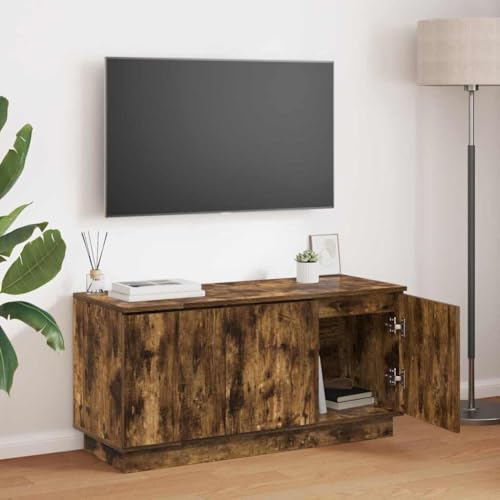 TV-Schrank mit LED, Raucheiche, 100 x 38 x 49 cm, Holz-Möbel, TV-Ständer & TV-Schränke TV-Schrank mit LED, Raucheiche, 100 x 38 x 49 cm, Holz-Möbel, TV-Ständer & TV-Schränke von WSJHUHK