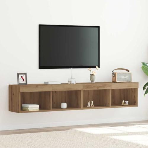 TV-Wandschränke mit LED-Lichtern, 2 Stück, Artisan Eiche, 80 x 30 x 30 cm, Möbel, TV-Ständer und TV-Schränke von WSJHUHK
