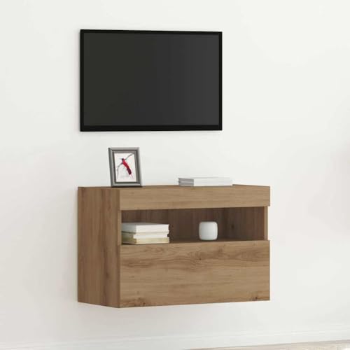 TV-Wandschrank mit LED-Lichtern, Eichenholz, 60 x 30 x 40 cm, Möbel, TV-Ständer und TV-Schränke von WSJHUHK