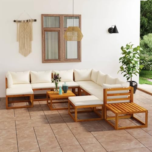 WSJHUHK 12-teiliges Garten-Lounge-Set mit Kissen Massivholz Akazie (nur UK/IE/FI/NO) von WSJHUHK