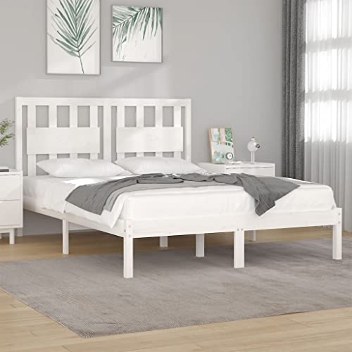 WSJHUHK 3103929 Bettgestell ohne Matratze weiß Massivholz 120x200 cm (810013+818561) von WSJHUHK