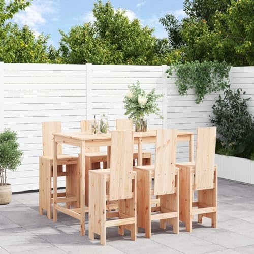WSJHUHK 7-teiliges Gartenmöbel-Set aus massivem Kiefernholz von WSJHUHK