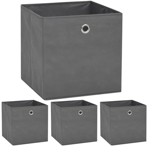 WSJHUHK Aufbewahrungsboxen, 4 Stück, Vliesstoff, 32 x 32 x 32 cm, Grau von WSJHUHK