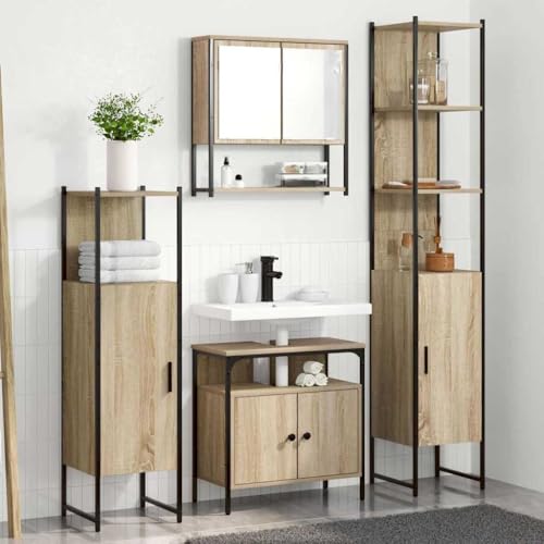 WSJHUHK Badezimmermöbel-Set, 4-teilig, Sonoma-Eiche, 33 x 33 x 185,5 cm, Möbelsets, Badezimmermöbel-Sets von WSJHUHK