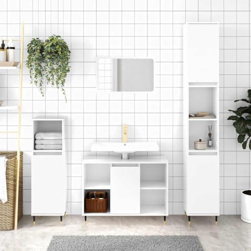 WSJHUHK Badschrank Hochglanz Weiß 80x33x60cm Holzwerkstoff WSJHUHK Badschrank Hochglanz Weiß 80x33x60cm Holzwerkstoff von WSJHUHK