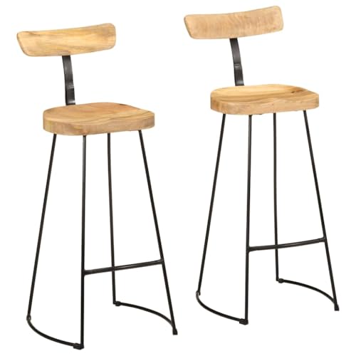 WSJHUHK Barhocker 2er Set Massivholz Mango 49x43x103cm von WSJHUHK