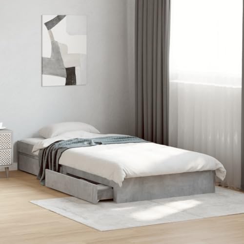 WSJHUHK Bettgestell mit Schubladen ohne Matratze Beton Grau 90x190 cm Einzel WSJHUHK Bettgestell mit Schubladen ohne Matratze Beton Grau 90x190 cm Einzel von WSJHUHK