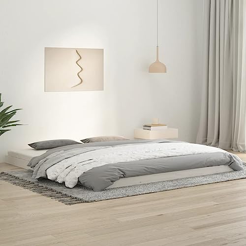 WSJHUHK Bettgestell ohne Matratze weiß 180x200 cm Super King Massivholz Kiefer von WSJHUHK