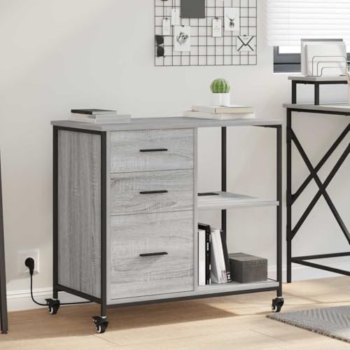 WSJHUHK Büroschrank, Grau, Sonoma, 76 x 41 x 72 cm, Holz-Möbel, Schränke und Aufbewahrung, Aufbewahrungsschränke und Schließfächer von WSJHUHK