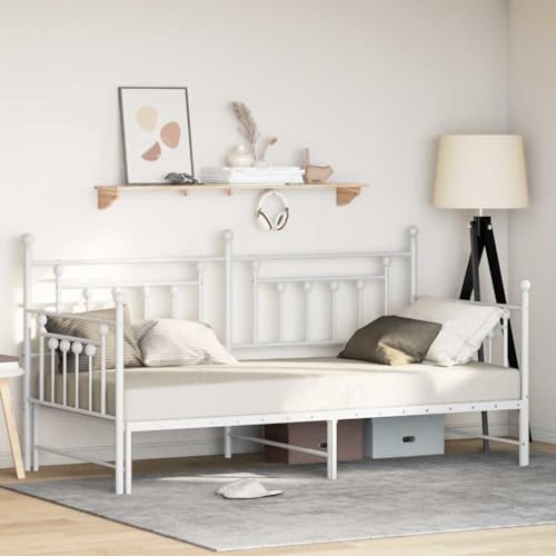 WSJHUHK Daybed Rahmen mit Kopfteil weiß 90x190 cm Stahl-Möbelmöbel Betten & Zubehör Betten & Bettrahmen von WSJHUHK