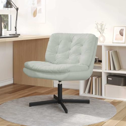 WSJHUHK Drehbarer Relaxsessel, Hellgrau, 63 x 75 x 76 cm, Samt-Möbel, Stühle von WSJHUHK